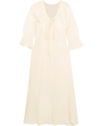 See by Chloe See By Chlo Ruffled Cotton And Silk Blend Gauze Midi Dress Off White