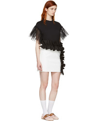 MSGM White Contrast Ruffle Miniskirt