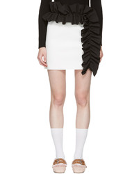MSGM White Contrast Ruffle Miniskirt