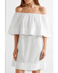 Apiece Apart Piper Petal Off The Shoulder Ruffled Cotton Mini Dress Ivory