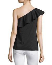 Theory Damarill Lawn One Shoulder Ruffled Top