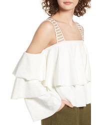 Moon River Lace Ruffle Off The Shoulder Top