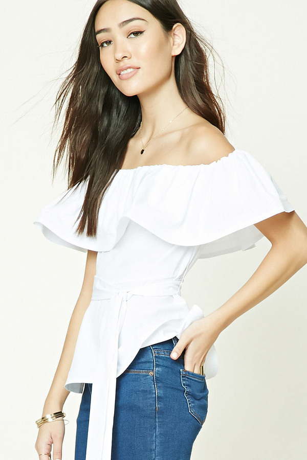 Forever 21 Ruffled Off The Shoulder Top, | Forever 21 | Lookastic