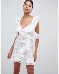 Missguided Cold Shoulder Ruffle Detail Shift Dress