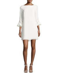 Laundry by Shelli Segal Lace Inset Ruffle Sleeve Shift Dress White