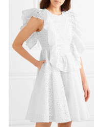 MSGM Ruffled Broderie Anglaise Cotton Mini Dress