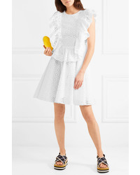 MSGM Ruffled Broderie Anglaise Cotton Mini Dress