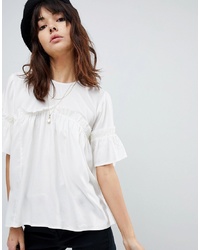 ASOS DESIGN Oversized Smock Top With Ruffle Detail