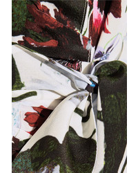 Erdem Maha Ruffled Floral Print Silk Crepe De Chine Top White
