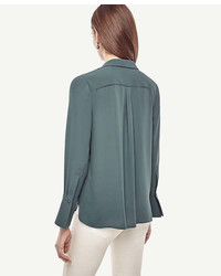 Ann Taylor Lace Up Ruffle Blouse