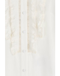 RED Valentino Silk Blouse With Lace Ruffle Trim