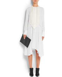Givenchy Ruffled Midi Dress In White Silk Crepe De Chine