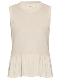 The Great The Sleeveless Ruffle Trimmed Cotton Top