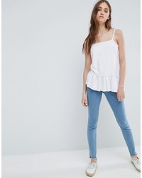 Asos Cami Top In Ponte With Ruffle And Square Neck