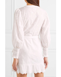 Reformation Harriet Ruffled Organic Broderie Anglaise Cotton Wrap Dress