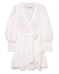 Reformation Harriet Ruffled Organic Broderie Anglaise Cotton Wrap Dress