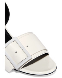 Jil Sander Buckled Patent Leather Sandals Off White
