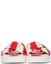MSGM Red And Off White Criss Cross Sandals