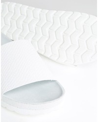 Asos Slider Sandals In White Snakeskin