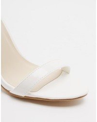 Glamorous White Patent Barely There Sandals