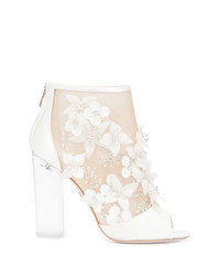 White Satin Ankle Boots