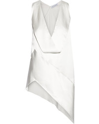 Narciso Rodriguez Asymmetric Silk Satin Top White