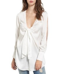The Fifth Label Knotted Hammered Satin Blouse