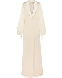 Lanvin Satin Trimmed Washed Twill Gown Ivory