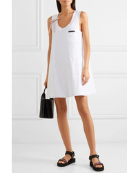 Prada Bow Detailed Appliqud Cotton Jersey Mini Dress