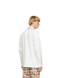 Homme Plissé Issey Miyake White And Silver Tuxedo Shirt