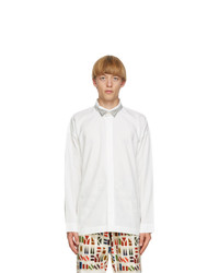 Homme Plissé Issey Miyake White And Silver Tuxedo Shirt