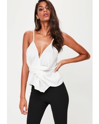 Missguided White Twist Front Cami Top