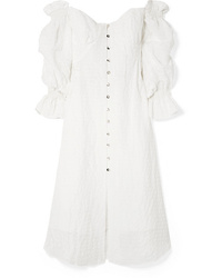 White Seersucker Midi Dress
