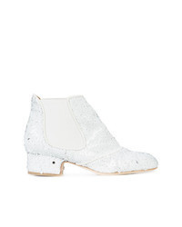 White Sequin Ankle Boots