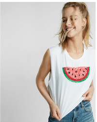 Express Sequin Watermelon Cropped Muscle Tank
