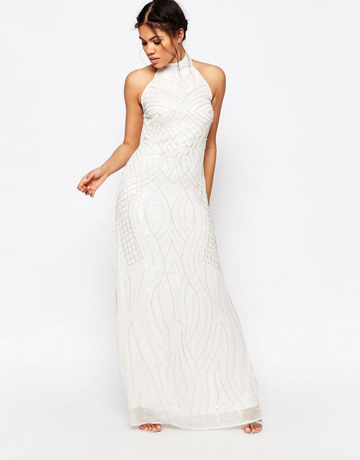 white beaded maxi dress
