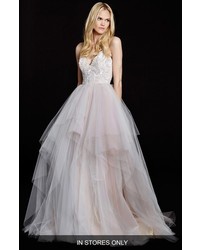 Hayley Paige Nicoletta Floral Sequin Bodice Tiered Tulle Gown