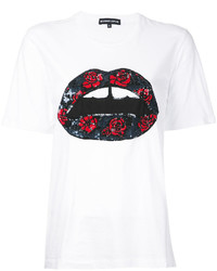 Markus Lupfer Sequin Lip Rose Patch T Shirt