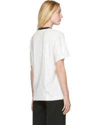 MSGM White Sequin Logo T Shirt
