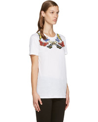 Alexander McQueen White Sequinned Butterfly T Shirt