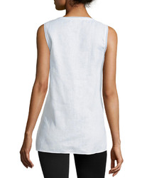Paperwhite Sequined Eyelet Woven Tank White