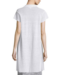 Eileen Fisher Cap Sleeve Organic Linen Cardigan White