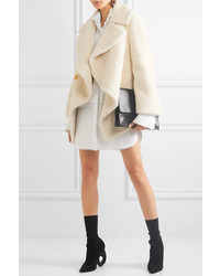 Burberry Shearling And Cable Knit Coat Ivory