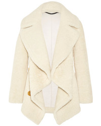 Burberry Shearling And Cable Knit Coat Ivory