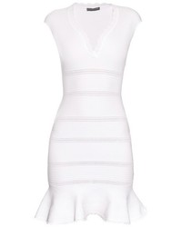 Alexander McQueen Cap Sleeve Cotton Blend Peplum Dress