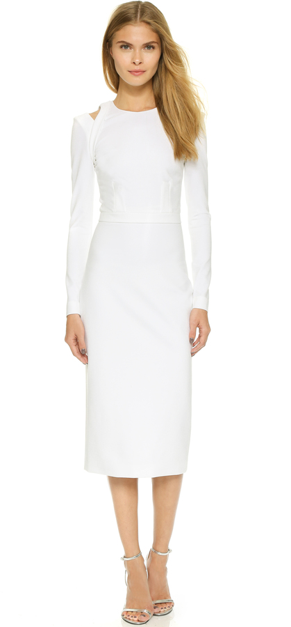 white sheath dress with sleeves