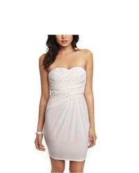 Express Ruched Knit Strapless Dress White 0