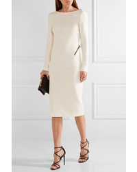 Tom Ford Open Back Zip Detailed Stretch Crepe Dress White