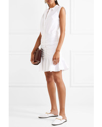 Veronica Beard Ruched Cotton Blend Poplin Mini Dress White