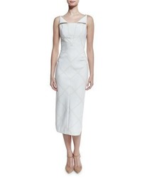 Zac Posen Sleeveless Tonal Plaid Sheath Dress Whiteivory